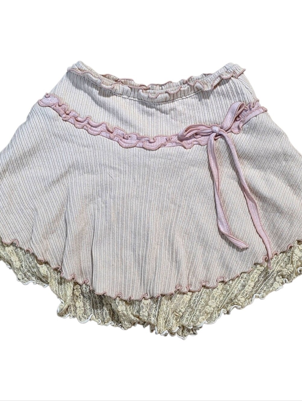 Lacemade dance skirt pink/beige skort with bow and frill detail